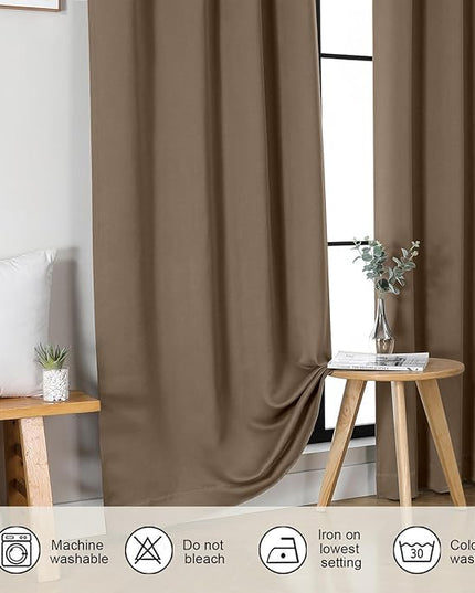 Gwine Brown Blackout Curtains for Living Room 72 inches Long, Noise Reducing Room Darkening Window Treatment Curtains for Bedroom, Farmhouse Decor with Rod Pocket, Each 40" Wx72 L,2PCS