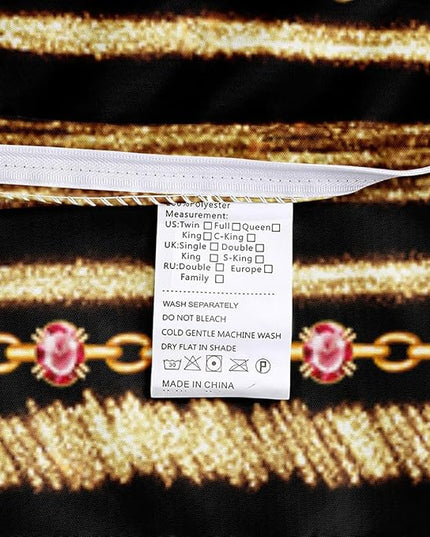 Gold Glitter Chains Duvet Cover and Pillowcases for Gilrs Bedroom Pink Bed Set Decor Black Comforter Cover Sets Queen Size