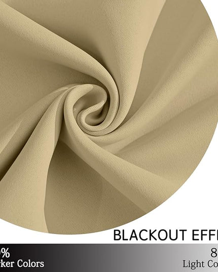Yakamok Thermal Insulated Grommet Blackout Draperies/Drapes for Bedroom Window,Room Darkening Curtain Panels (2 Panels, W38 x L72 -Inch, Beige)