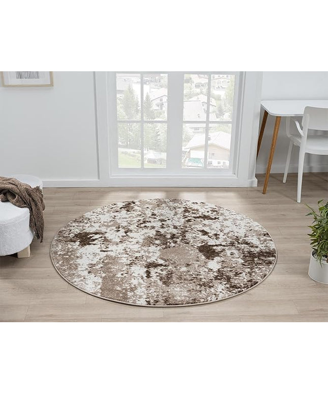 Keen Home Design Area Rugs - 5ft Round Non-Shedding, Abstract Rugs for Kitchen, Living Room, Bedroom, Dining Room, Entryway - Size: 5'3" Round, Multi
