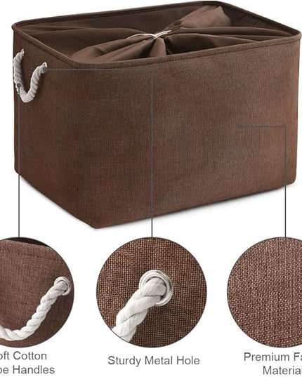 TheWarmHome Organization and Storage for Organizing - Extra Jumbo 3 Pack 20.5x15.7x13.8 inch Fabric Storage Bin for Shelves, Storage cubes for Decorative Shoes Towel Blanket Closet (Brown)