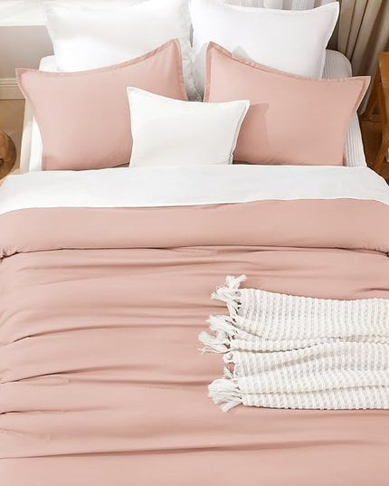 Litanika Comforters Blush Oversized King Size, 3 Pieces Lightweight Solid Bedding Set & Collections, All Season Fluffy Bed Set (120x98In Comforter & 2 Pillowcases)