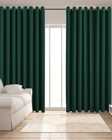 Blackout Curtains for Bedroom Thermal Insulated Solid Grommet Window Drapes Extra Wide for Sliding Door, Set of 2 Curtain Panels 108 W x 84 L Inches Hunter Green