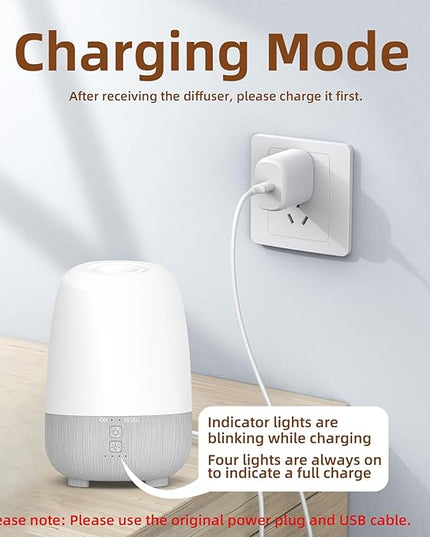 150ML Rechargeable Battery Operated Essential Oil Diffuser, Portable Cordless Aromatherapy Diffuser,7-Hour Runtime with 7 LED Color Changing Lights for Home, Office, Bathroom, Travel