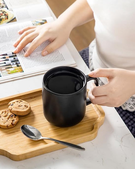 vancasso Stoneware Coffee Mugs Set, 16 oz Ceramic Coffee Cups for Americano Hot Tea Iced Coffee Cold Brew Cocoa Milk Mugs Set of 6, Dishwasher & Microwave Safe, Matte Black