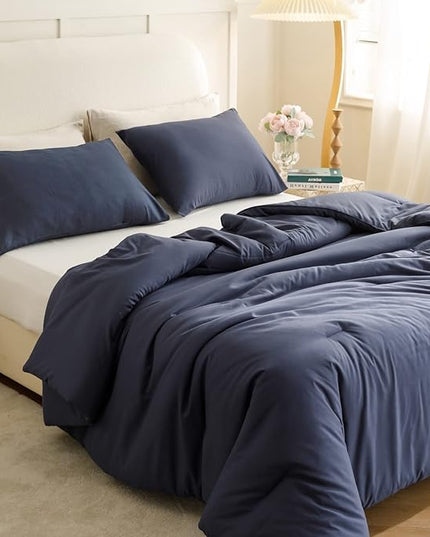 ROSGONIA California King Comforter Set Navy Blue,3pcs(1 Boho Cal King Comforter & 2 Pillowcases) All Season Bedding Soft Bedspread Blanket Quilt