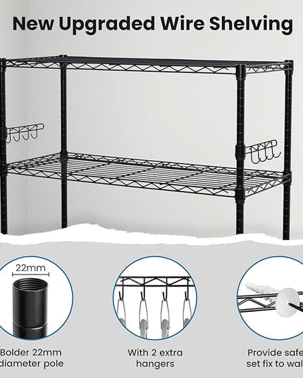 Storage Shelves 75"H Wire Shelving Unit with Wheels 1750LBS Heavy Duty Metal Shelves for Storage Adjustable 5-Tier Garage Storage Rack Kitchen Pantry Shelves Rolling Shelf on Casters, 14"D x36"W x75"H