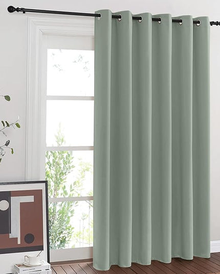NICETOWN Sage Green Room Divider Curtains 84 inch Length, Grommet Thermal Insulated Blackout Patio Door Curtain Drape Sound Proof for Sliding Glass Door (1 Panel, W80 x L84)