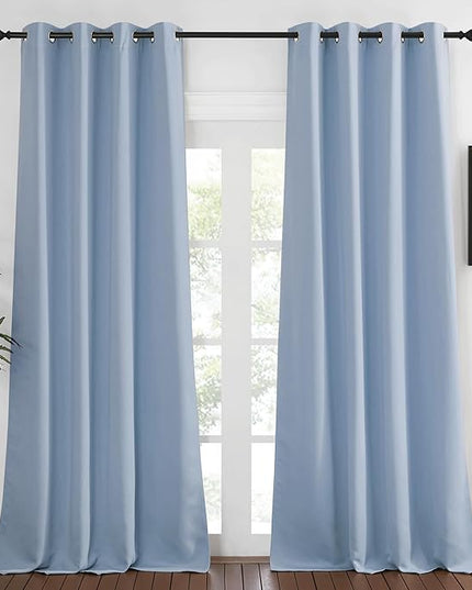 NICETOWN Blackout Curtains 120 inch Length for Sliding Glass Door, Grommet Thermal Insulated Room Darkening Sound Reducing Drapes for Room Divider, 1 Panel, W52 x L120, Vintage Blue