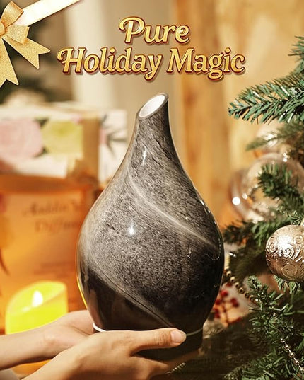 Porseme 280ml Essential Oil Diffuser Glass Color Changing Aroma Air Diffusers Aromatherapy Ultrasonic Cool Mist Humidifier 7 Running Hours Waterless Auto-Off for Sleeping, Yoga, Office, Spa (Obsidian)