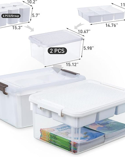Citylife 17 QT Plastic Storage Bins Clear Storage Box with Lids Multipurpose Stackable Storage Containers for Organizing Tool, Craft, Crayon, 2 Packs