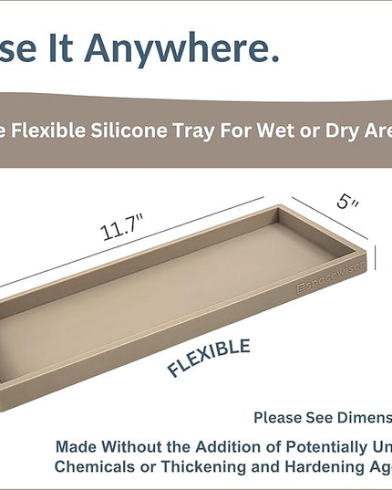 Countertop and Vanity Tray - 11.7" Silicone Bathroom Tray, Flexible Dish Soap Holder for Kitchen, Bathroom Counter Organizer, Shower Toilet Tank Trays Décor Accessories, Sink Makeup Mat Oil