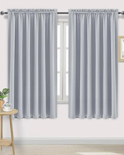 DWCN Blackout Curtains for Living Room Thermal Insulated, Energy Saving & Noise Reducing Bedroom Curtains, Silver Grey, W 70x L 72 Inch, Set of 2 Rod Pocket Curtain Panels