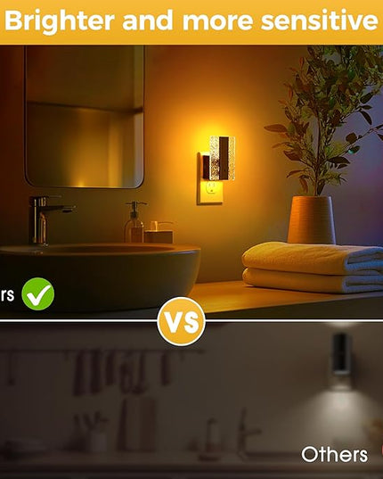 L LOHAS LED Night Lights Plug Into Wall, 2 Pack Night Light with Dusk-to-Dawn Sensor, Dimmable Decorative LED Nightlights, 0-100LM Amber Adjustable Brightness for Bathroom, Hallway, Bedroom,Stairway