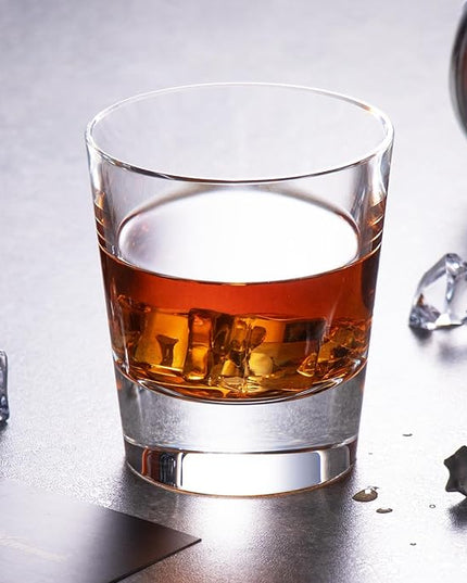 KAMMAK Crystal Whiskey Glasses Set of 2, Hand Blown 8.79oz Old Fashioned Glasses Stemless, Luxury Handcrafted Cocktail Glasses, Scotch Cup for Women, Men Gift for Rocks, Bourbon, Bar Barware