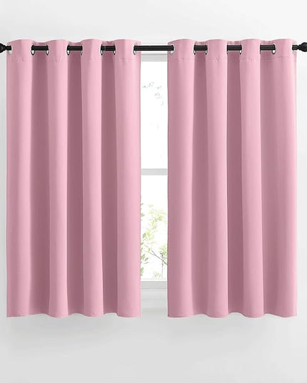 NICETOWN Crystal Pink Curtain Panels for Dining Room - Triple Weave Thermal Insulated Grommet Window Draperies and Curtains for Bedroom (Set of 2 Panels, 52 x 54 inches in Crystal Pink)