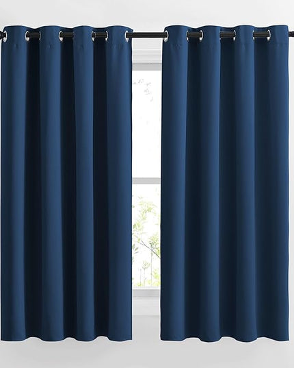NICETOWN Blackout Window Curtains and Drapes - Thermal Insulated Solid Grommet Top Blackout Panels/Draperies for Kid's Room (Moroccan Blue, 1 Pair, 52 x 63 Inch)