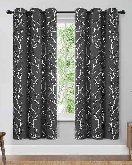 BUHUA Blackout Curtains 72 Inch Length, Thermal Insulated Short Bedroom Curtains Grommet Top 2 Panels, Window Curtains for Livingroom, Dark Grey, 42W x 72L