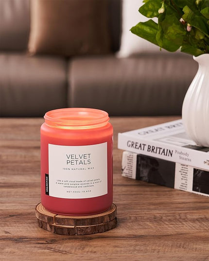 M&SENSE Sandalwood Floral Large Soy Candles for Home Scented, Organic Natural Soy Wax 19.4oz 110 Hour Long Lasting, Luxury Floral Scented Candle Gifts for Women
