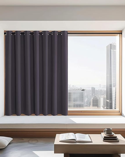 NICETOWN Blackout Curtains 72 inches Long, Grommet Privacy Window Thermal Insulated Room Darkening Sliding Glass Door Drape for Bedroom Living Room, 1 Panel, W100 x L72, Greyish Purple