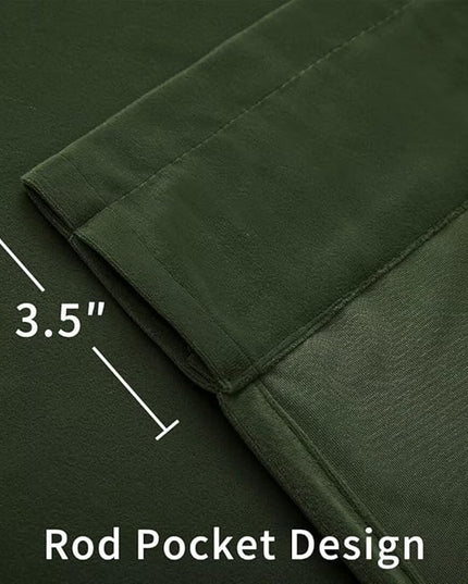 Joydeco Dark Olive Velvet Curtains 90 inch Length 2 Panels, Luxury Blackout Rod Pocket Thermal Insulated Window Curtains, Super Soft Room Darkening Drapes for Living Room Bedroom,W52 x L90 inches