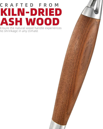 Heavy-Duty Heat-Treated Ash Wood BBQ Grilling Tools Set | Extra-Thick Stainless Steel Spatula, Fork & Tongs | Essential Barbecue Accessories, for Grill Enthusiasts