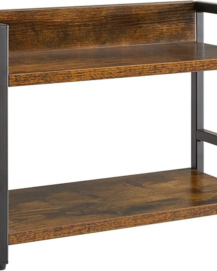IBUYKE 2-Tier Spice Rack Industrial Counter Shelf Desktop Storage Organizer Standing Seasoning Rack for Countertop Kitchen Office Living Room Desktop Rustic Brown UTLJ002H