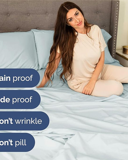 King Size 4 Piece Sheet Set - Comfy Breathable & Cooling Bed Sheets Set - Hotel Luxury Bedding for Women, Men, Kids, Teens, Boys & Girls - Deep Pockets, Ultra-Soft, Wrinkle Free - Oeko-Tex - Ice Blue