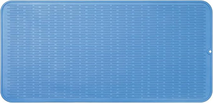 Silicone Dish Drying Mat for Multiple Usage,Easy clean,Eco-friendly,Heat-resistant Silicone Mat for Kitchen Counter or Sink,Refrigerator or Drawer Liner Lichen BlueL 5XL 36inches x 18inches