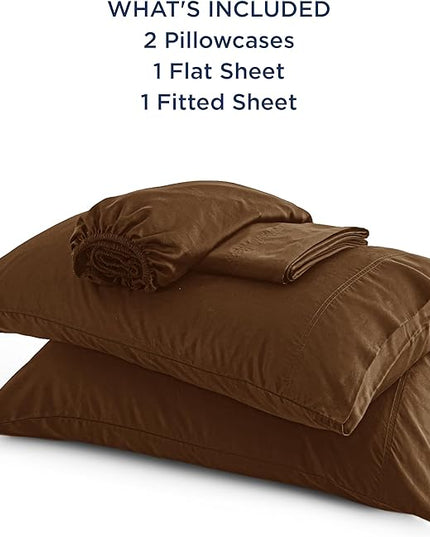 Bedsure Full Size Bed Sheets, Cooling Sheets, Rayon Derived from Bamboo, Breathable & Soft, Deep Pocket Up to 16 Inches, Hotel Luxury Silky Bedding for Hot Sleepers, Brown