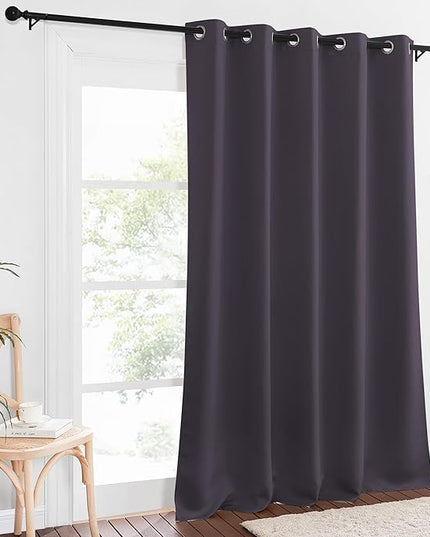 NICETOWN Blackout Curtain Drape for Bedroom - Light Reducing Thermal Insulated Solid Grommet Room Darkening Window Curtain 90 inches Long for Living Room (Greyish Purple, 1 Piece, W66 x L90)