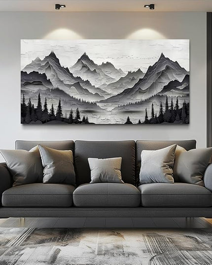 ZUITINGHUA Canvas Wall Art For Living Room Large Wall Decor For Office Bedroom Decorations Black Mountains Landscape Pictures Farmhouse Painting Artwork Room Wall Mural Aesthetic Home Decor 30x60 In