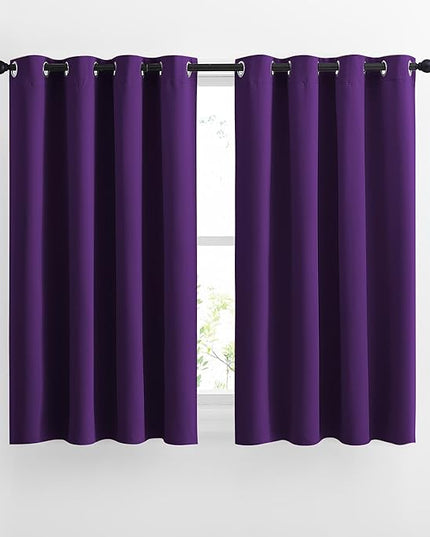 NICETOWN Royal Purple Room Darkening Curtain Panels - Triple Weave Thermal Insulated Grommet Room Darkening Window Draperies and Curtains for Bedroom (Set of 2, 46 x 54 inches, Royal Purple)