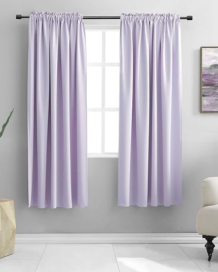 DONREN Lavender Purple Blackout Curtains for Bedroom - Thermal Insulated Rod Pocket Curtains for Living Room (52 x 72 Inch Length,1 Pair)