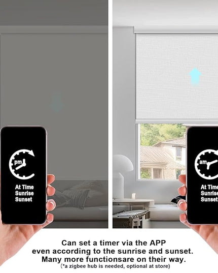 Motorized Blinds with Remote Smart Blackout Shades Electric Curtains Automatic Roller Blinds Shades for Indoor Windows Cordless with Alexa Google Home(Blackout Cloud White,W39.5X H62)