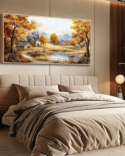 Wood Farmed Canvas Wall Art For Living Room Large Wall Decor For Office Bedroom Decorations Autumn Forest Landscape Pictures Farmhouse Painting Artwork Room Wall Mural Aesthetic Home Decor 30x60 In