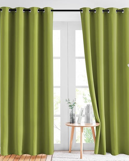 NICETOWN Green Blackout Draperies Curtains - Window Treatment Thermal Insulated Solid Grommet Blackout Curtains/Drapes for Holiday Decor (Set of 2, 52 by 84 Inch, Fresh Green)