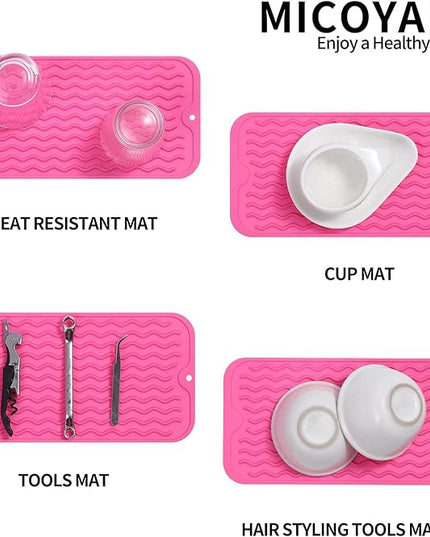 Silicone Dish Drying Mat for Multiple Usage,Easy clean,Eco-friendly,Heat-resistant Silicone Mat for Kitchen Counter or Sink,Refrigerator or Drawer Liner Rose S 12 inches x 6 inches