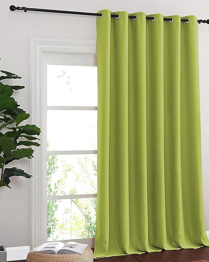NICETOWN Blackout Sliding Glass Door Curtains, Room Darkening Thermal Insulated Curtains for Living Room Bedroom, Extra Wide Window Drapes, 1 Panel, W80 x L118, Fresh Green