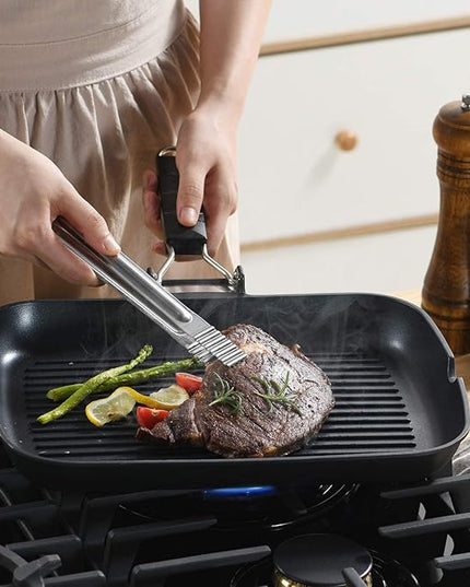 SKITCHN Grill Pan with Folding Handle, Nonstick Indoor BBQ Grilling Pan - 13 9IN