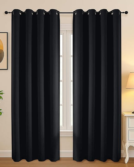 Simplebrand Halloween Black Out Curtains for Bedroom 84 Inch Long 2 Panels Set, Solid Thermal Insulated Privacy Room Darkening Window Curtains for Living Room, Soft Blackout Drapes, W50 x L84 Inch