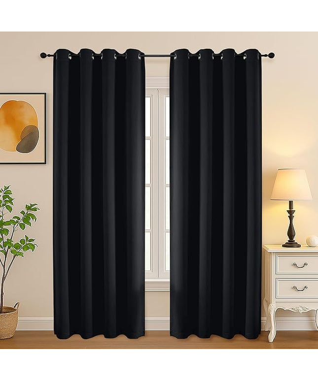 Simplebrand Halloween Black Out Curtains for Bedroom 84 Inch Long 2 Panels Set, Solid Thermal Insulated Privacy Room Darkening Window Curtains for Living Room, Soft Blackout Drapes, W50 x L84 Inch