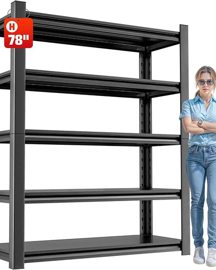 Metal Garage Shelving Unit, 5 Tier Heavy Duty Storage Shelf, Utility, and Industrial Use - Durable Metal Storage Rack Shelving, Garage Storage Shelf Organizer 16" D x40 W x78 H