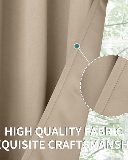 BGment Blackout Curtains - Grommet Thermal Insulated Room Darkening Bedroom and Living Room Curtains, Set of 2 Panels (52 x 63 Inch, Sand)