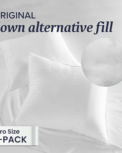 Beckham Hotel Collection Euro Size Throw Pillows (Set of 2), 26 x 26 Down Alternative Pillow Insert for Bed, Couch, and Sofa