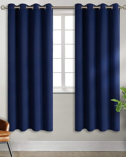 BGment Blackout Curtains for Bedroom - Grommet Thermal Insulated Room Darkening Curtains for Living Room, Set of 2 Panels, Each 55 x 69 Inch, Navy Blue