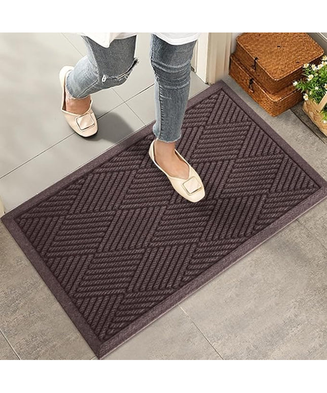 Sturdy Front Door Mat, Absorbent Muddy Dirt Resist Welcome Door Mats Outdoor Indoor, Stain and Fade Resistant, Non-Slip Rubber Backing Low Profile Doormat for Entryway, 30×17, Coffee