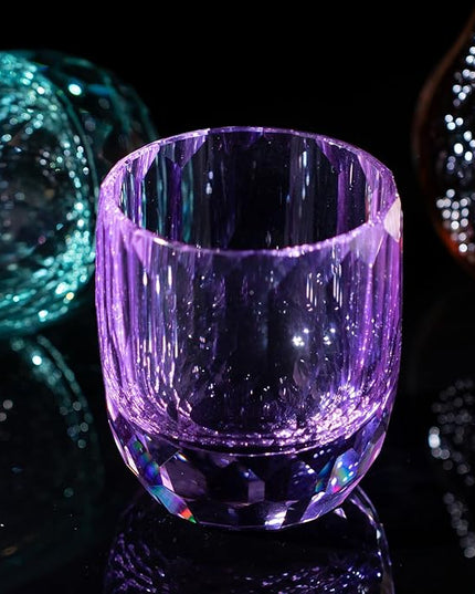 KAMMAK Crystal Whiskey Glasses Set of 2, 7oz Old Fashioned Glasses Stemless, Hand Blown Colored Cocktail Glasses, Engagement Gifts for Couples, Women, Men