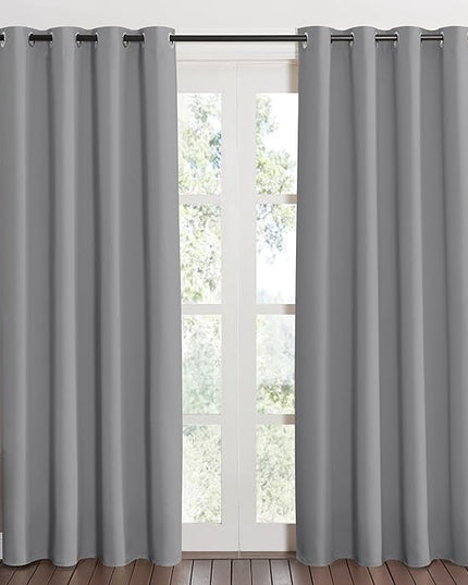 NICETOWN Blackout Curtain & Drape 84 inch Length - (Silver Grey Color) Noise Reducing Drapery for Living Room/Farmhouse, 52 inch Wide, Sold by 1 Panel