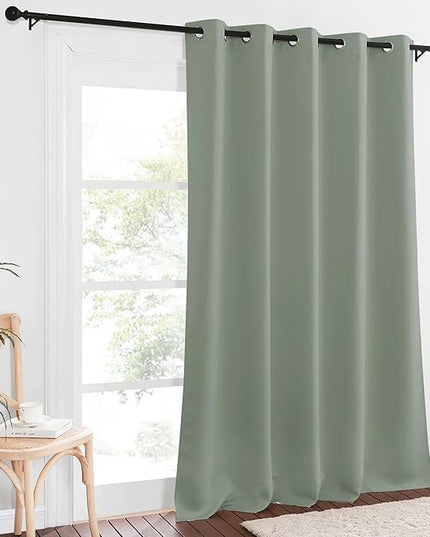 NICETOWN Sliding Door Window Treatment Blackout Patio Door Curtain Panels, Privacy Thermal Drapes for Bedroom Living Room Department with Grommet Top (Sage Green, W66 x L110)